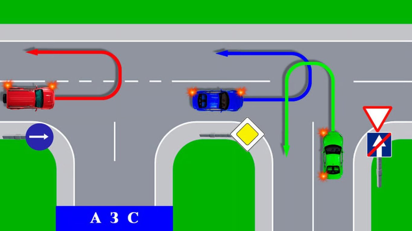Difficult Traffic Rules Test about Turning - Who Violates the Rules